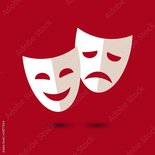Theater masks, vector icon on white background.