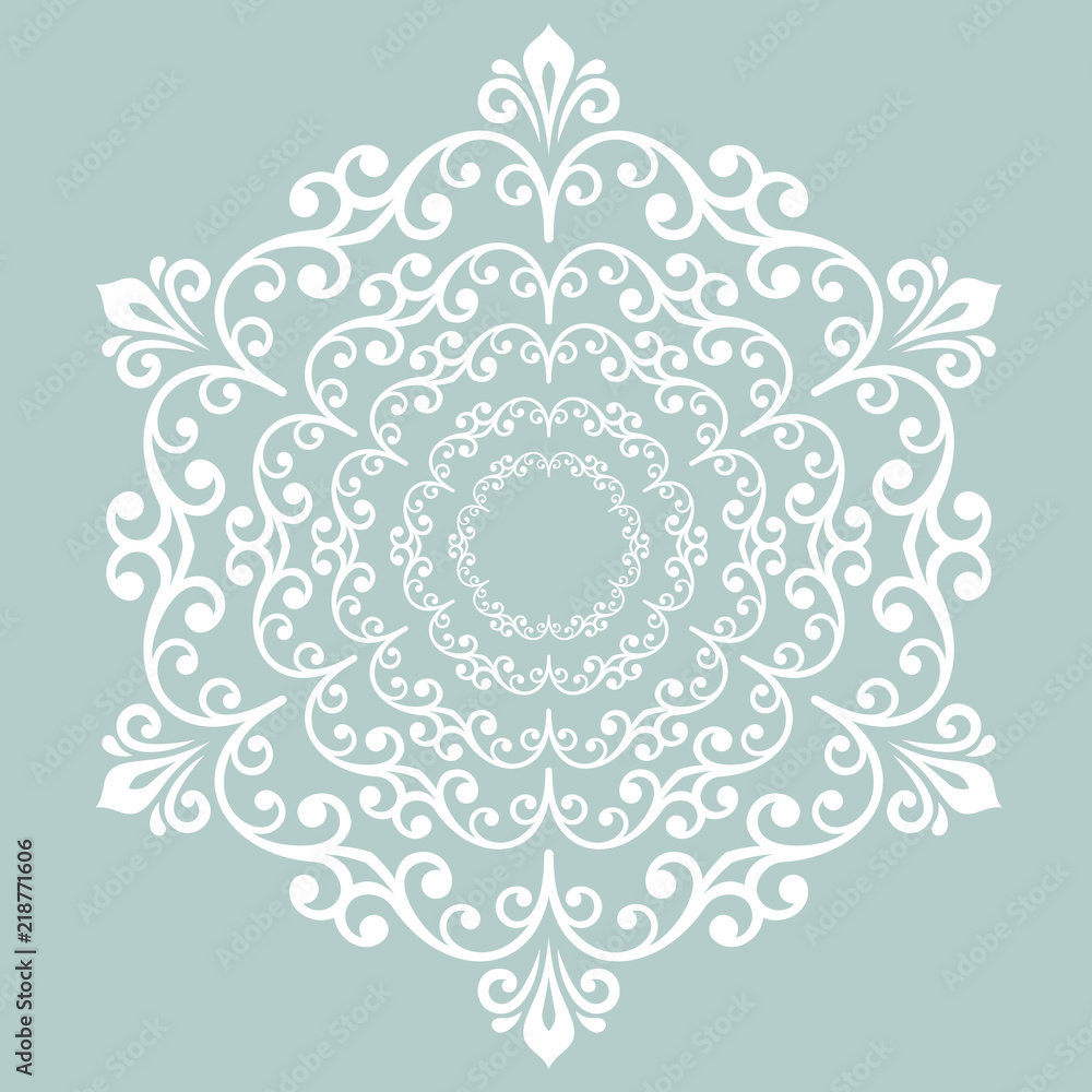 Elegant ornament in classic style. Abstract traditional pattern with oriental elements. Classic round white vintage pattern