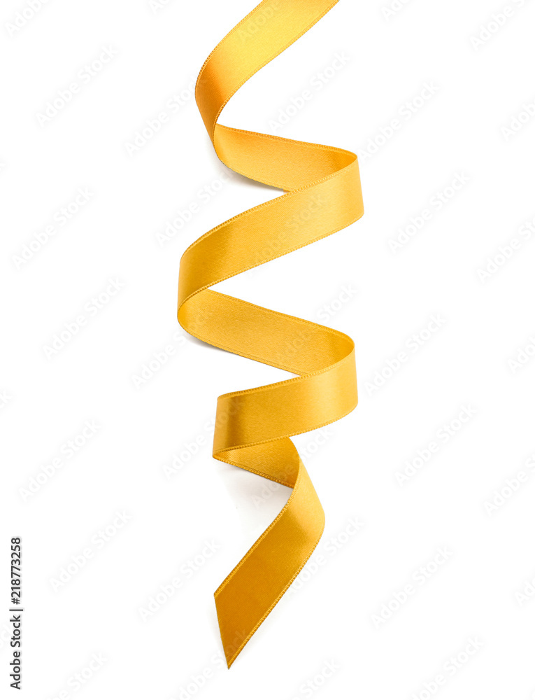 Beautiful golden ribbon on white background Beautiful golden ribbon on white background