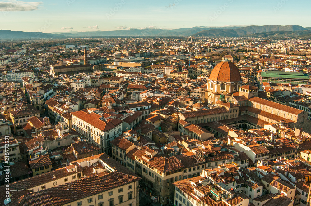 Panoramic view of Florence, buildings roofs