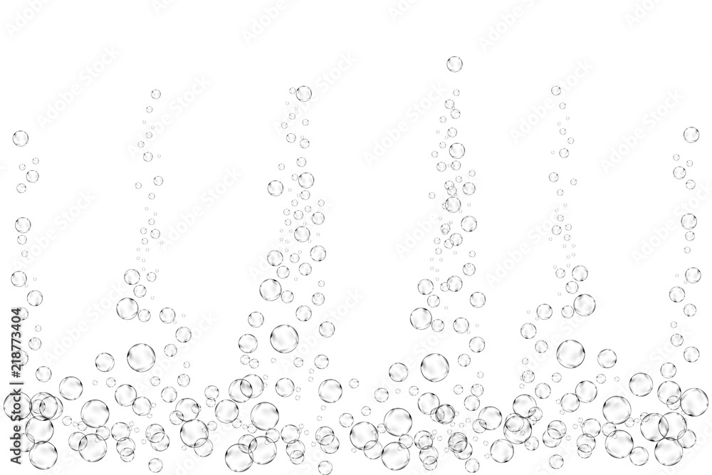 Obraz premium Realistic soap bubbles set isolated on the white background.