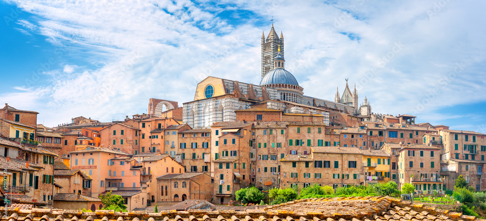 Beautiful panorama of the historic city of the old city of Siena, Tuscany. Italy.
