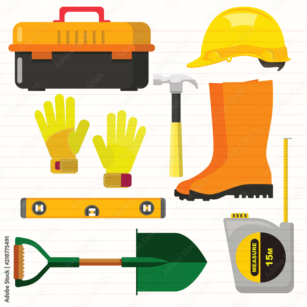 Stock vector illustration set isolated icons building tools repair ...