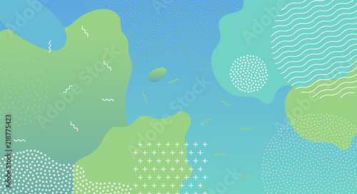 Abstract liquid color pattern and pop art line and dots background. Vector splash overlay geometric design in trendy Memphis style