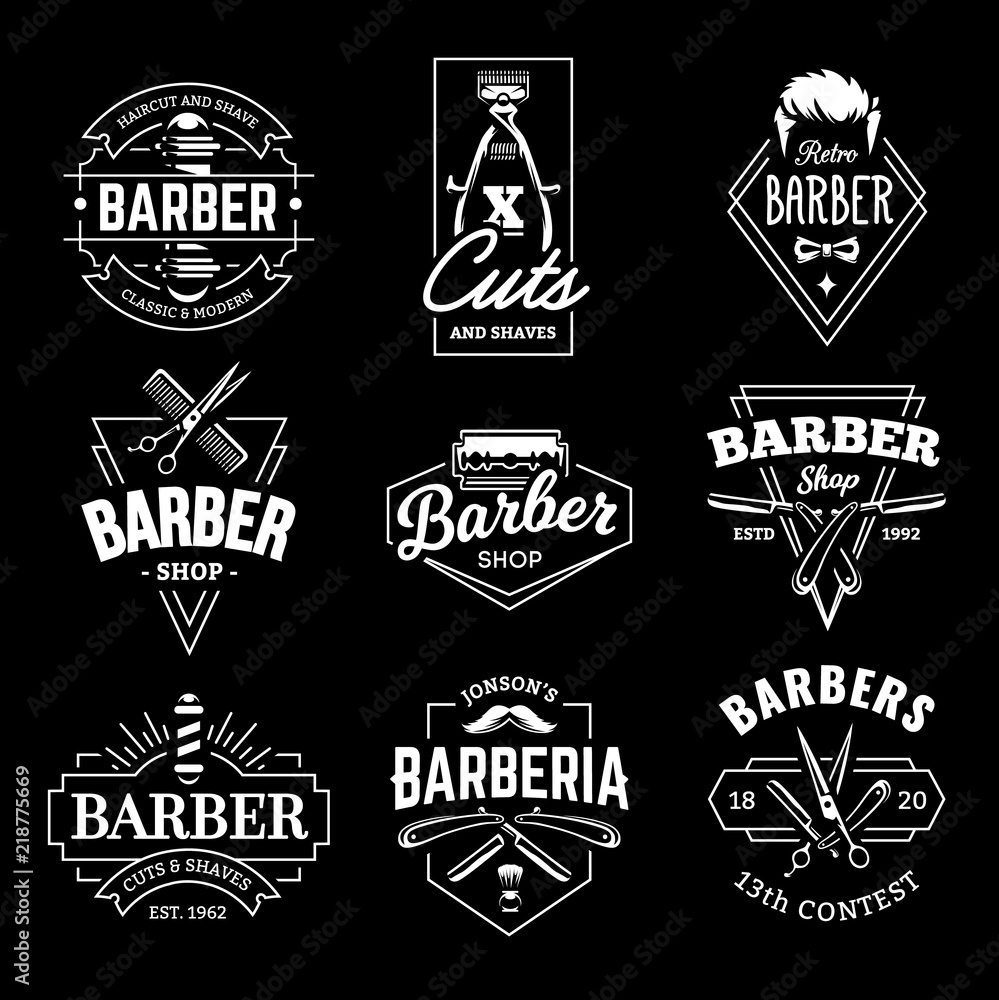 Fototapeta premium Barber Shop Vector Retro Emblems