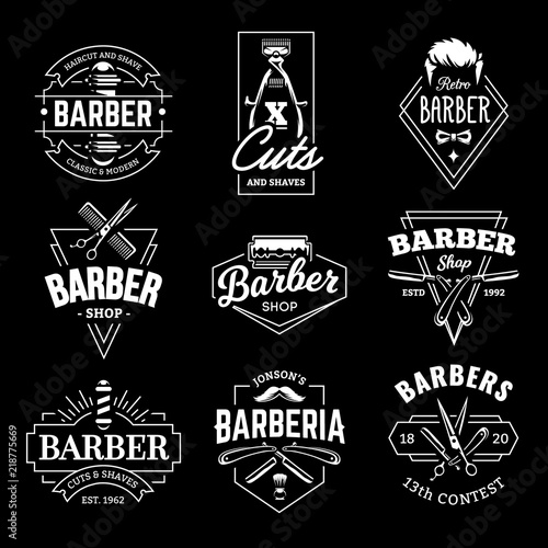 Barber Shop Vector Retro Emblems