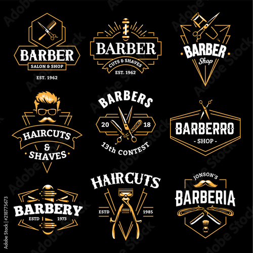 Barber Shop Vector Retro Emblems