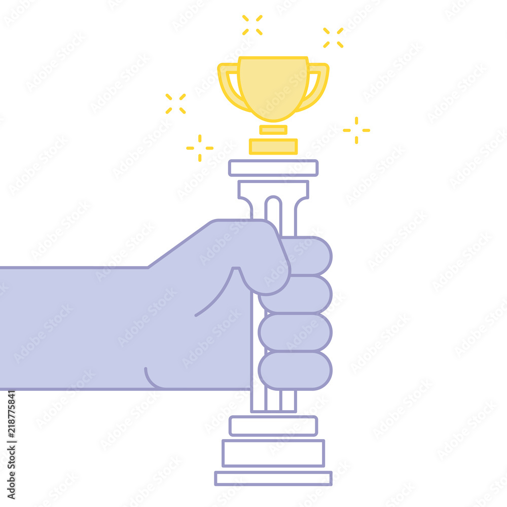 Hand holding Golden cup trophy. Hand holding Golden cup trophy.