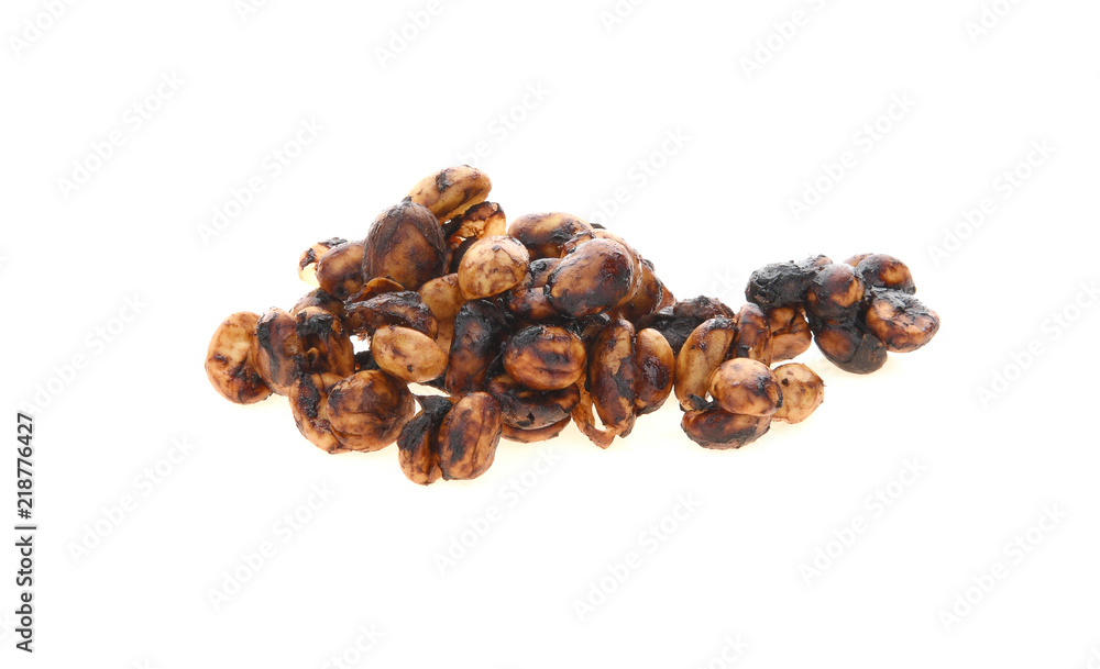 Honey process coffee beans on white background. Honey process coffee beans on white background.