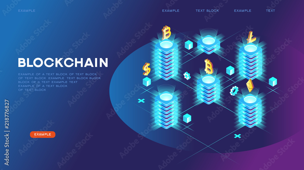 Obraz premium Abstract Blockchain isometric concept banner