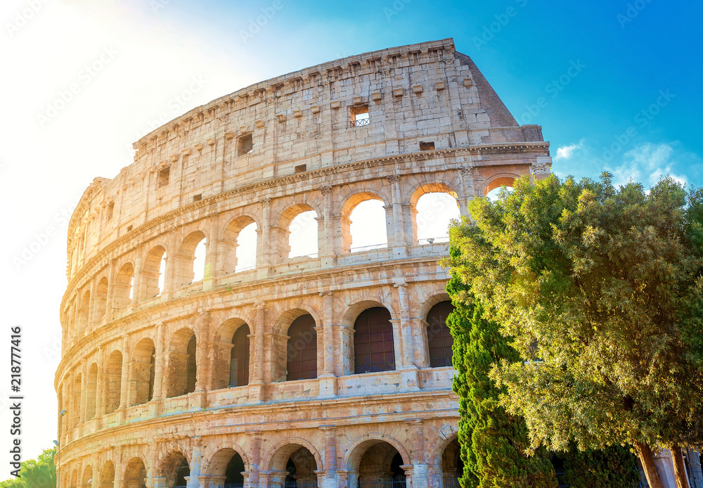 Roman coliseum in the morning sun. Italy. Europe