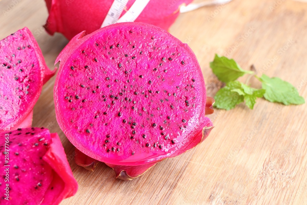 dragon fruit on wood background dragon fruit on wood background