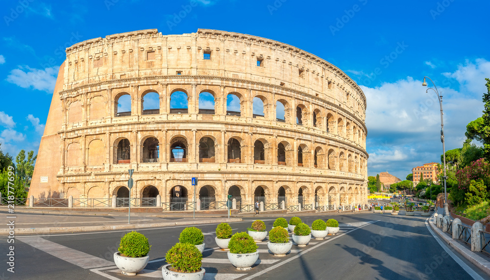 Panorama of the Roman Colosseum, Italy. Europe