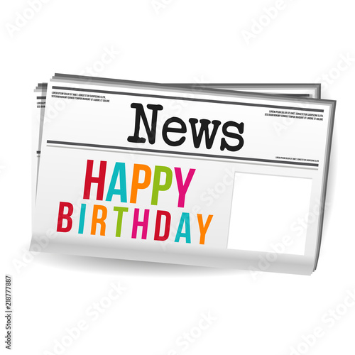 Happy Birthday Newspaper Magazine News. Eps10 Vector.