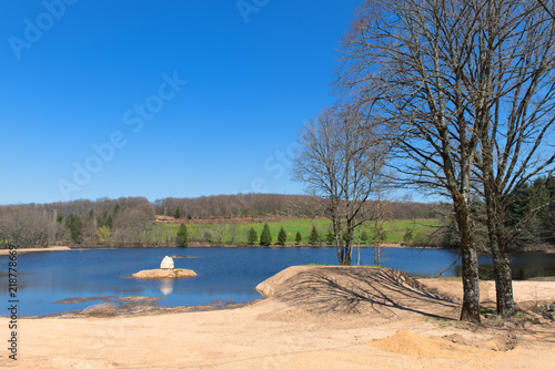 French landscape with blue lake