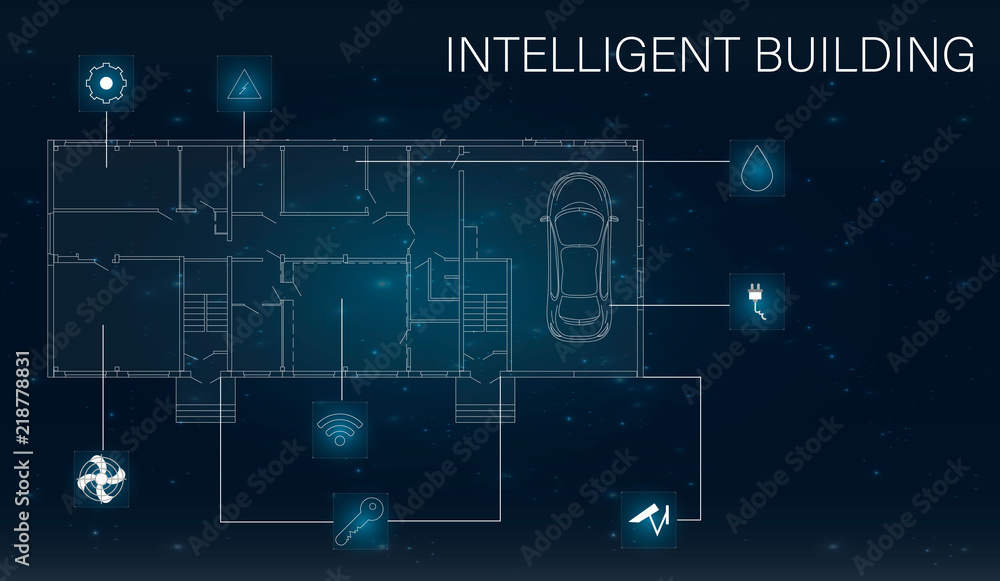 Intelligent home. Infographic. Futuristic screen hud concept. 