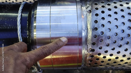 Stainless steel pipe screen view on surface before run into oil production wellbore