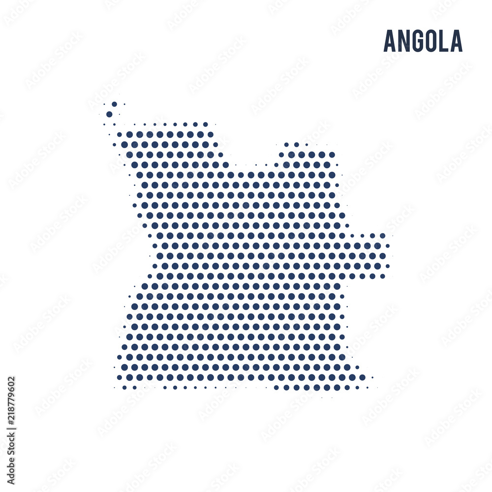 Dotted map of Angola isolated on white background.