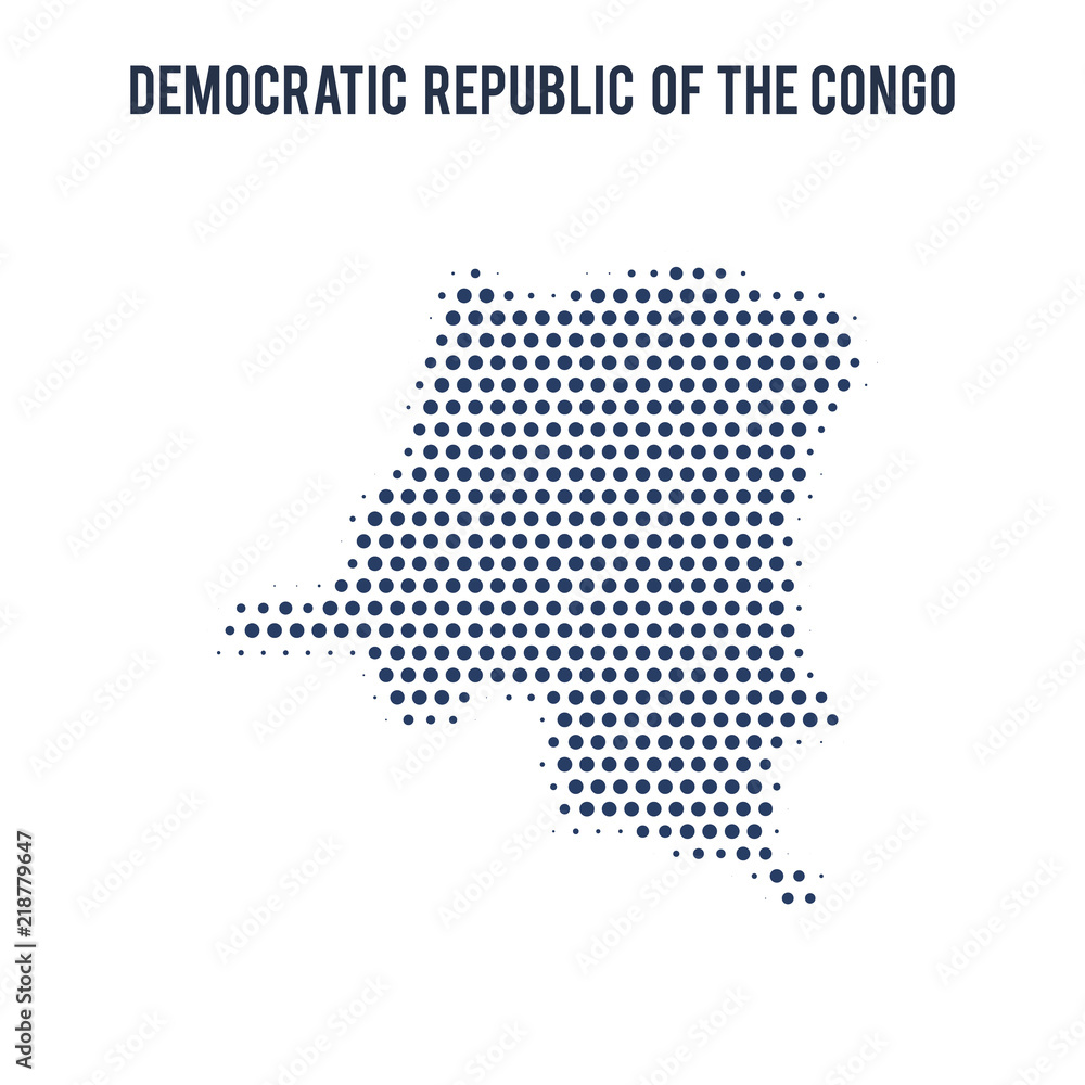 Dotted map of Democratic Republic of the Congo isolated on white background.