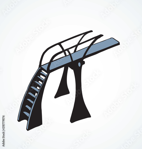 Tower for jumping into water. Vector drawing