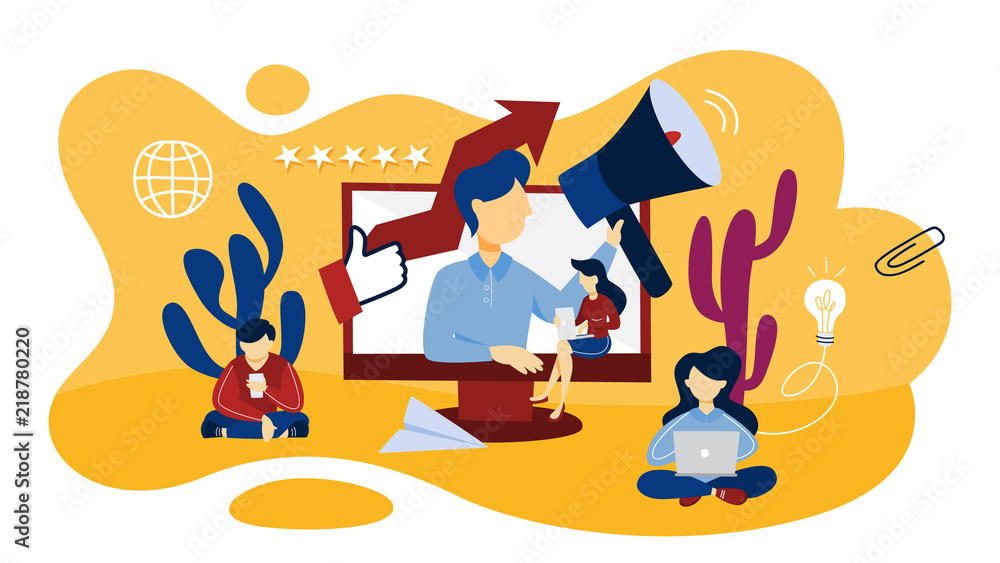 Fototapeta premium Online PR concept illustration. Management and marketing strategy