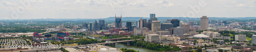 Aerial drone panorama Nashville Tennessee and Nissan Stadium