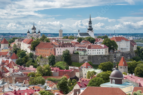 Tallinn Cathedral hill from St. Olaf's church top, Estonia photo