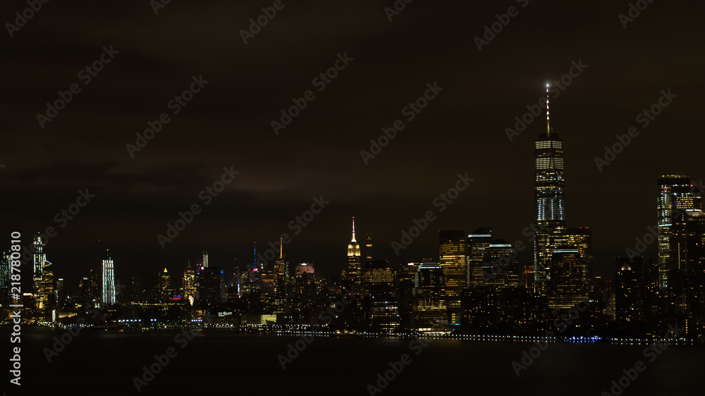 Aerial night image of New York City Manhattan at night