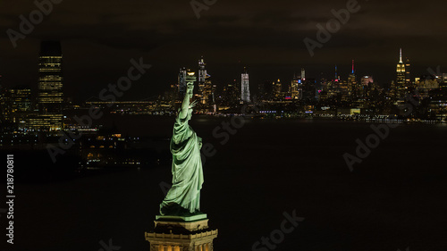 Aerial night image of the Statue of LIberty New York City © Felix Mizioznikov