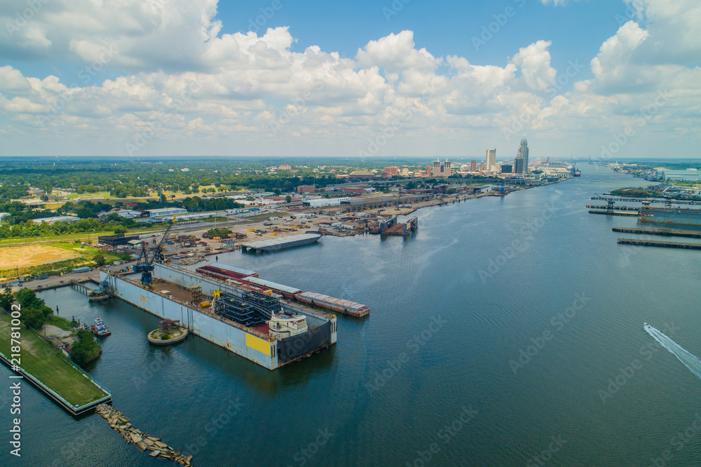Aerial image industrial port Mobile Alabama
