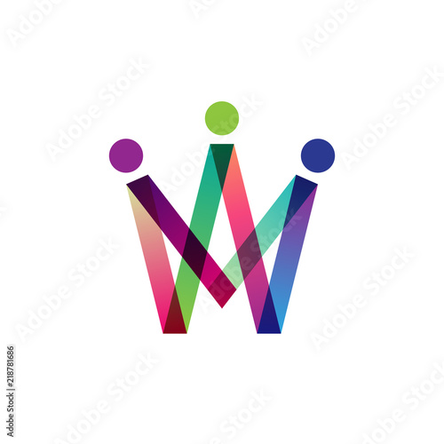 letter M W people business logo