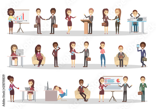 Business people working in the team set