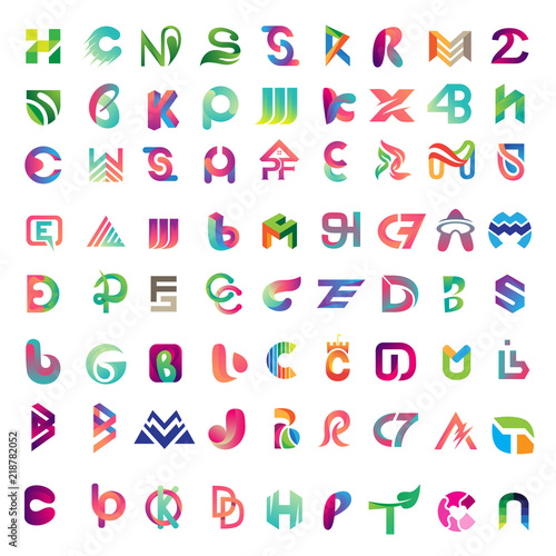 set of Letter  initial logo vector