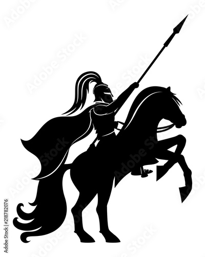 Ancient warrior on horseback on a white background.
