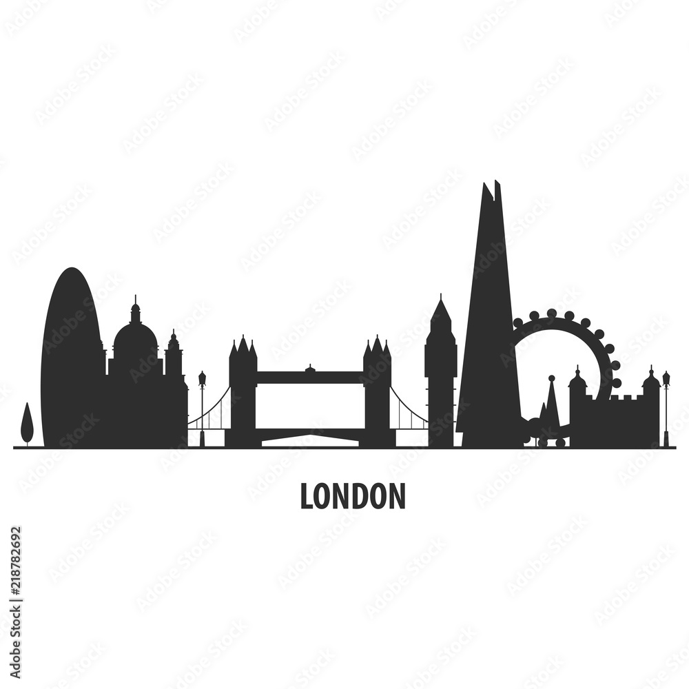 London city skyline - cityscape silhouette with landmarks