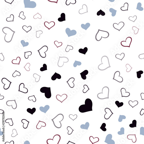 Dark Pink  Green vector seamless texture with lovely hearts.