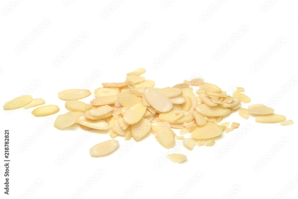 Sliced almond on white background - isolated
Sliced almond on white background - isolated
