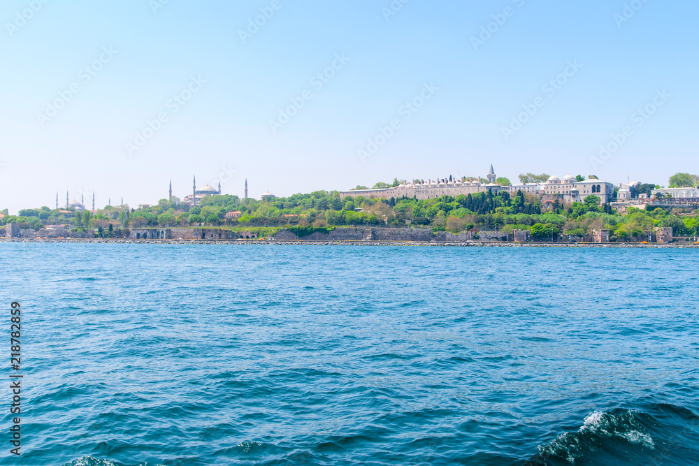 Topkapi palace, Blue mosque and Hagia Sophia before marmara sea Istanbul