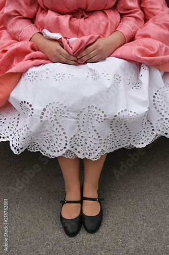 Fotografie Old petticoat hand embroidered cotton under the dress