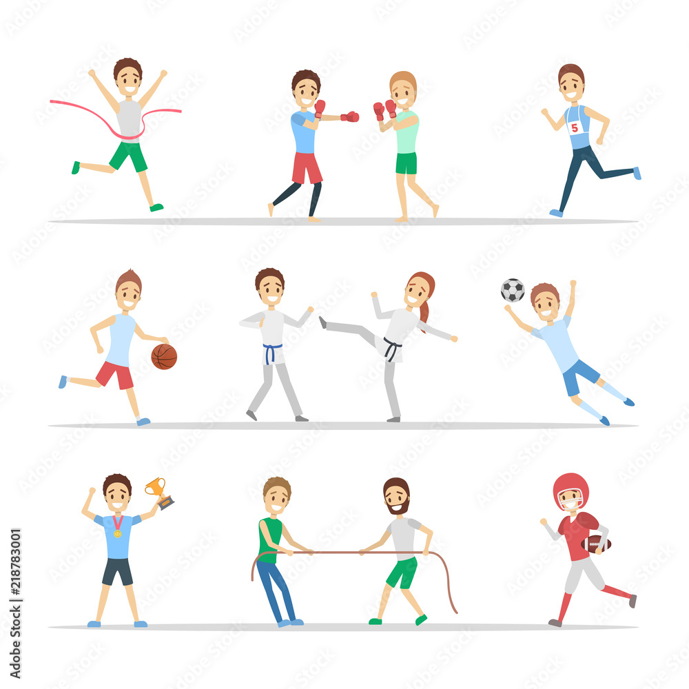 Set of people doing different kinds of sport