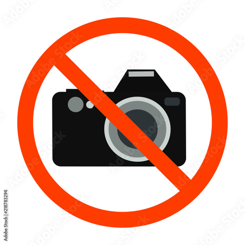 Red forbidden sign with camera behind it