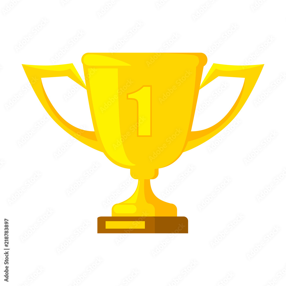Golden trophy cup with number one on it Golden trophy cup with number one on it