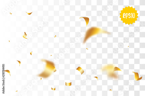 Golden holiday confetti random falling