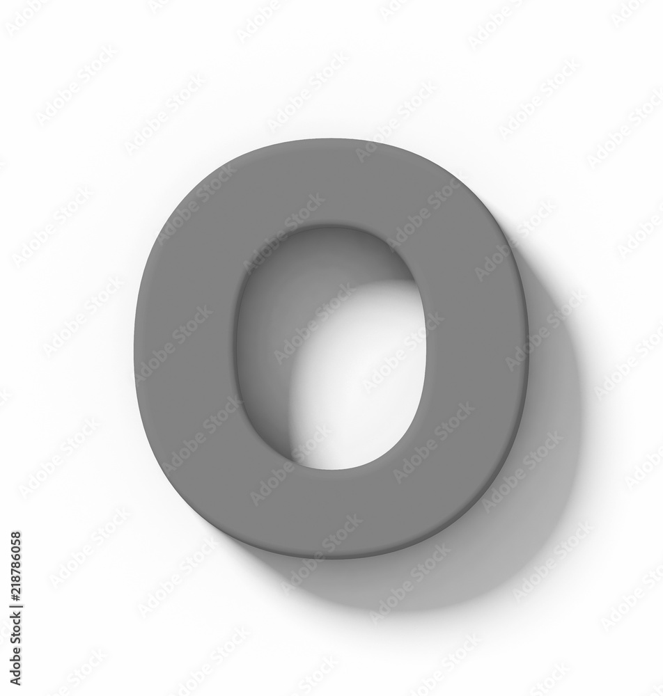 letter O 3D medium gray isolated on white with shadow - orthogonal projection letter O 3D medium gray isolated on white with shadow - orthogonal projection