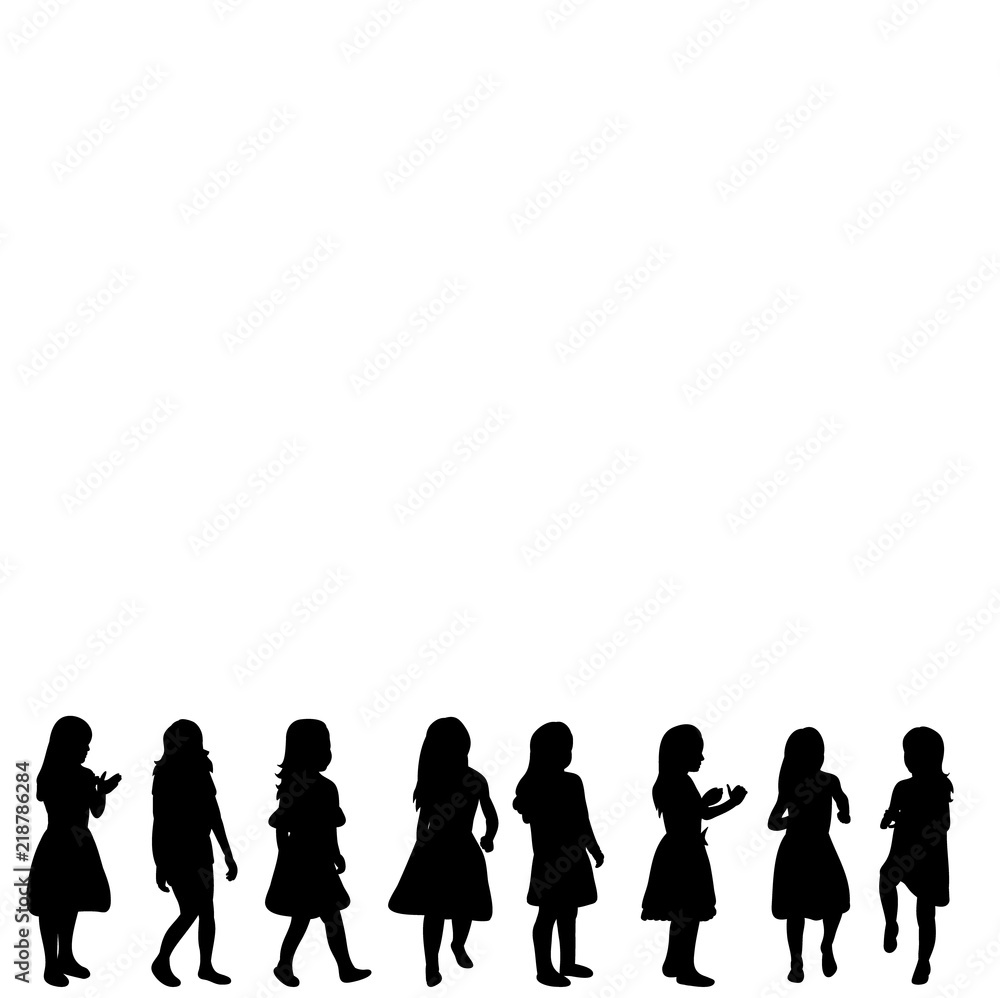 isolated silhouette children little girls isolated silhouette children little girls