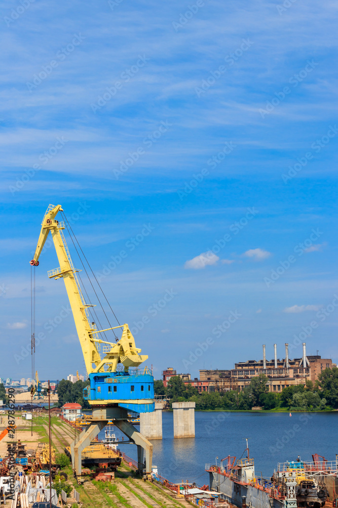 River cargo port in Kiev, Ukraine