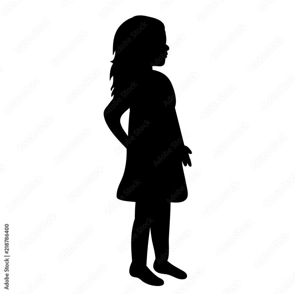 silhouette of baby, little girl in dress