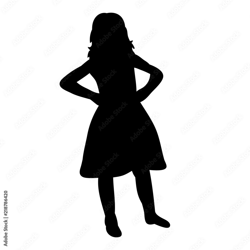 isolated silhouette of baby, little girl in dress isolated silhouette of baby, little girl in dress