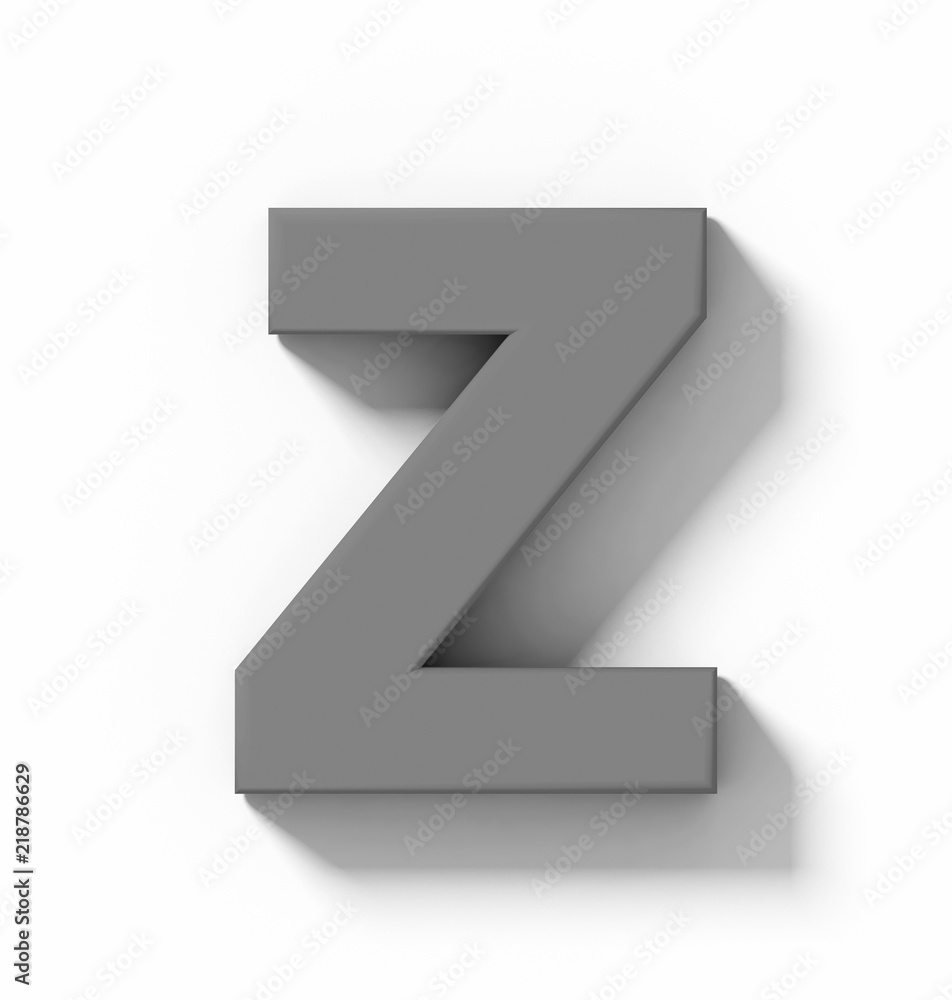 letter Z 3D medium gray isolated on white with shadow - orthogonal projection letter Z 3D medium gray isolated on white with shadow - orthogonal projection