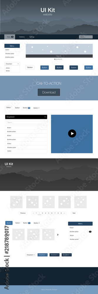 Light BLUE vector ui ux kit with hills and rocks. Stock Vector | Adobe ...